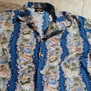 Hawaiian Islands Blue Casual Button Down Shirt